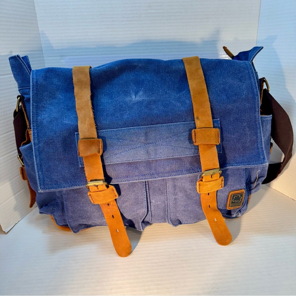 Vintage Military Canvas/Leather Sechunk Laptop/Messenger Bag